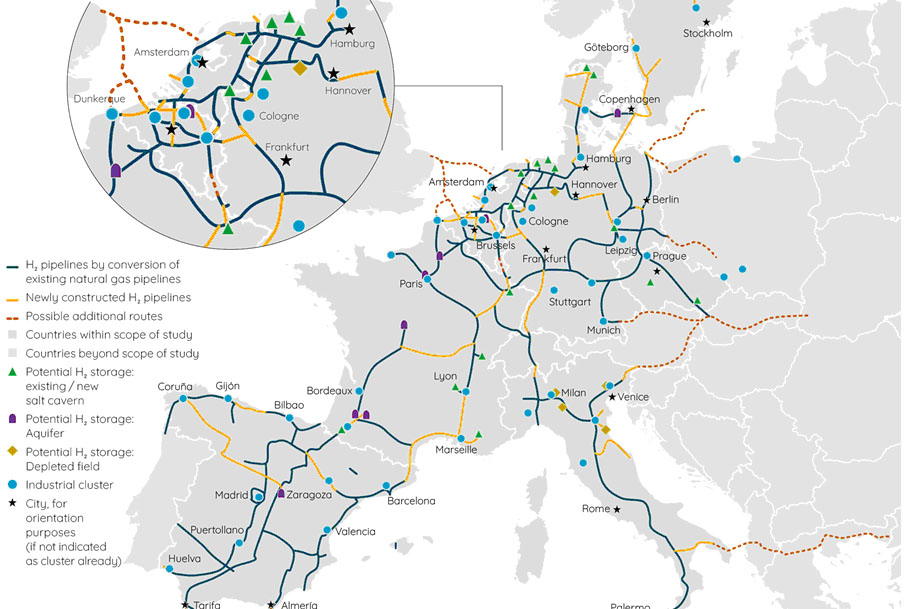 Provozovatelé plynárenské infrastruktury představují plán na vytvoření evropské vodíkové sítě