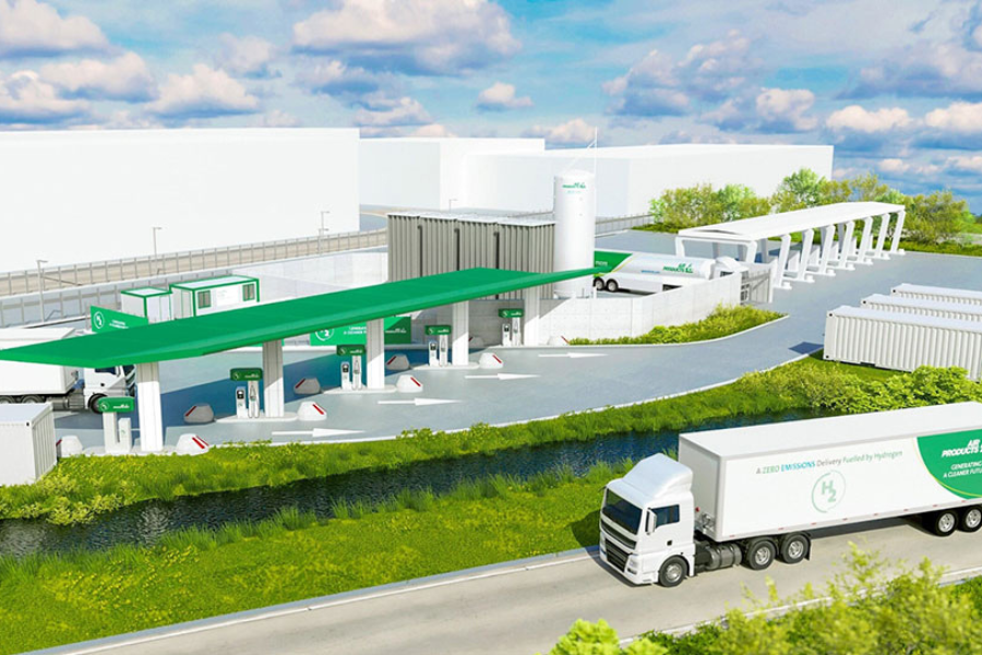 Air Products testuje s automobilkou Daimler Truck nákladní vozy Mercedes-Benz Genh2 na kapalný vodík a oznamuje plán výstavby evropské sítě pro doplňování vodíku